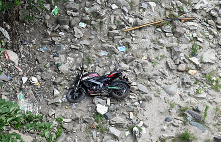 Bike fell into ravine, driver saved his life by hanging from an iron angle