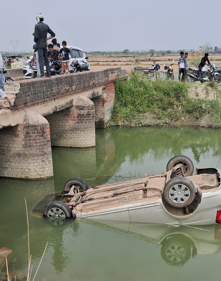 Uncontrolled car falls into canal, driver injured