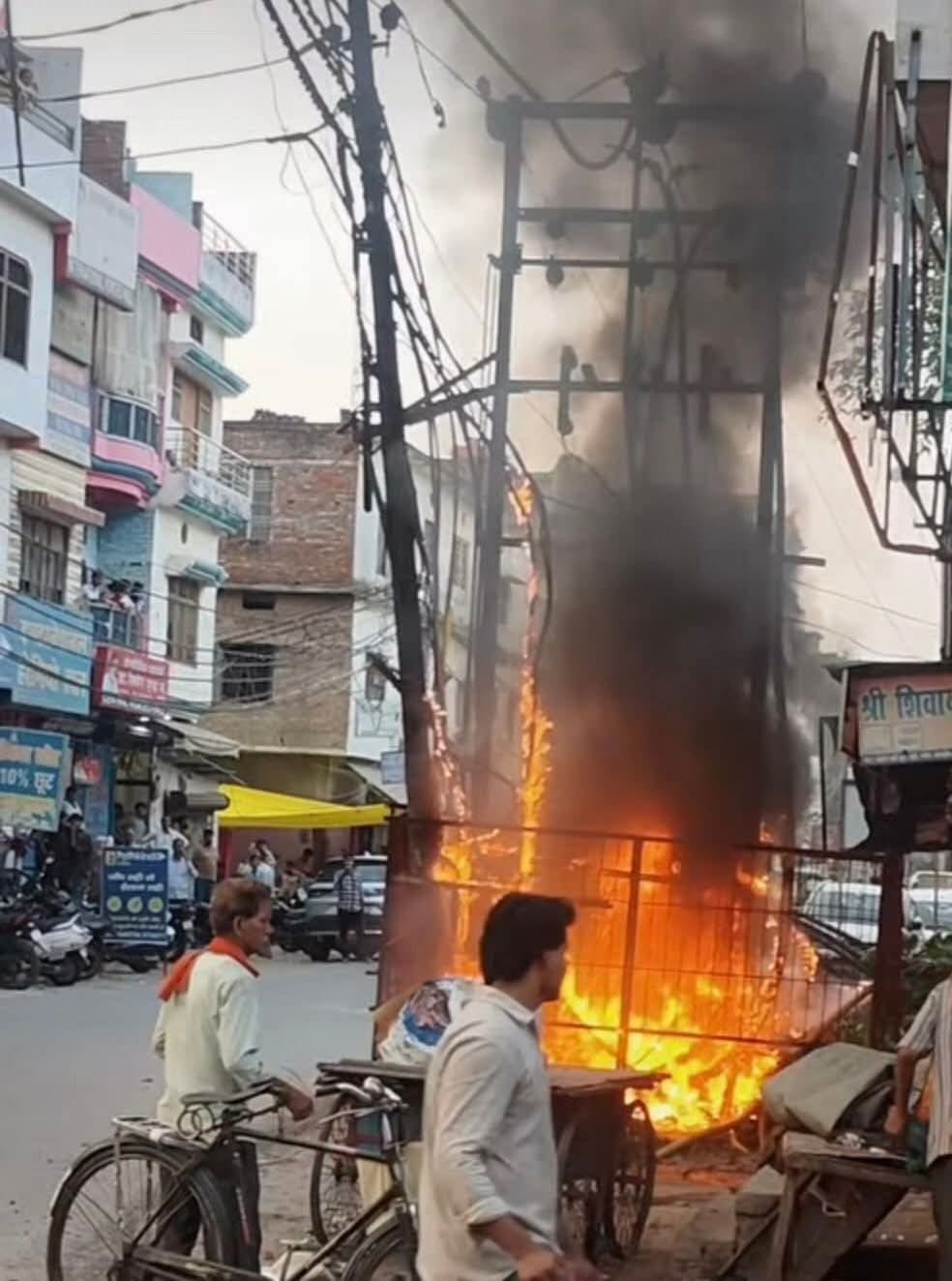 The transformer burned, and flames continued for half an hour.