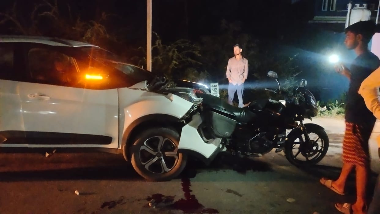 Two policemen who were out on patrol were crushed by a car, serious