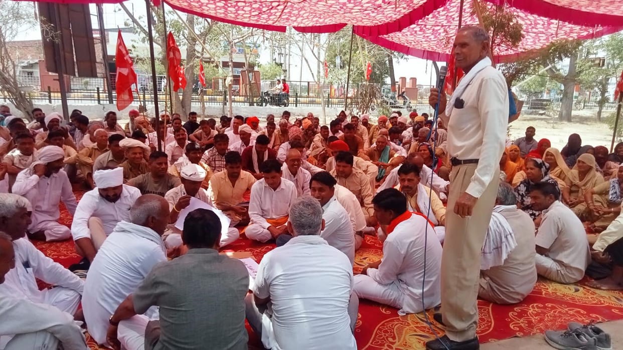 Rural sanitation workers continue their protest at the Mini Secretariat