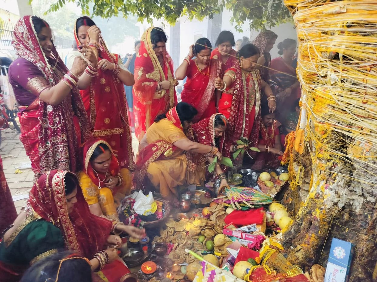 Married women kept a waterless fast and worshipped the Banyan tree.