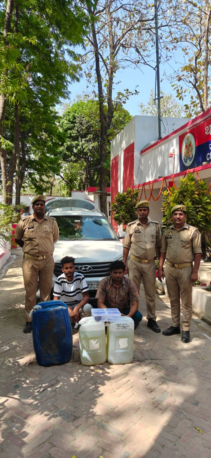 Two members of a gang involved in stealing diesel from trucks parked on the roadside were arrested.