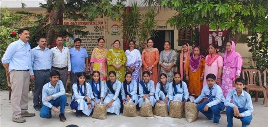 Teachers and children at Manpura School learned the tricks of growing Dhingri mushrooms.