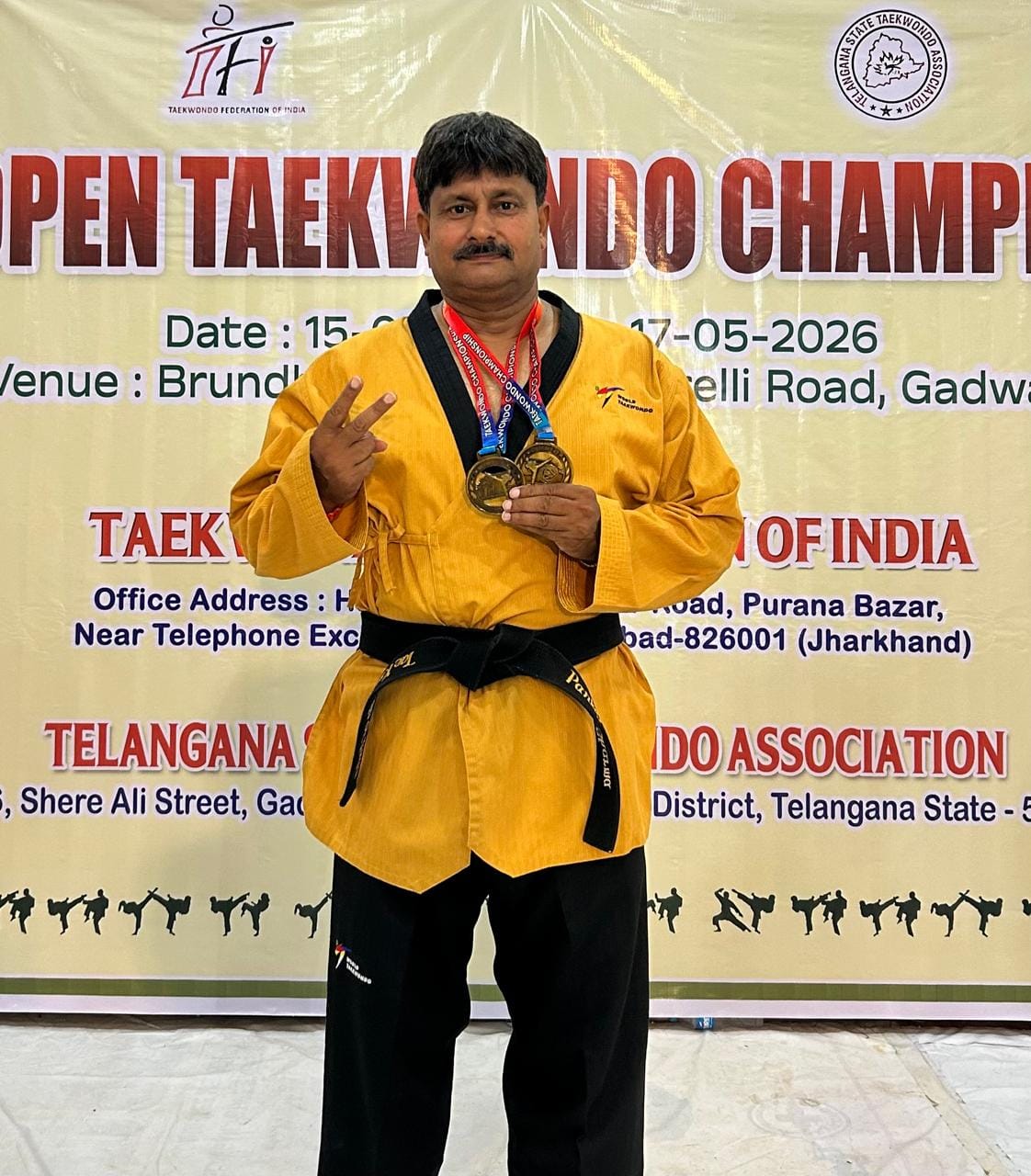 Pankaj Sharma of Agra won two gold medals in the National Taekwondo Championship.