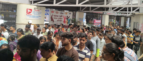 People standing in queues in the heat were miserable, with no place to sit outside the OPD.