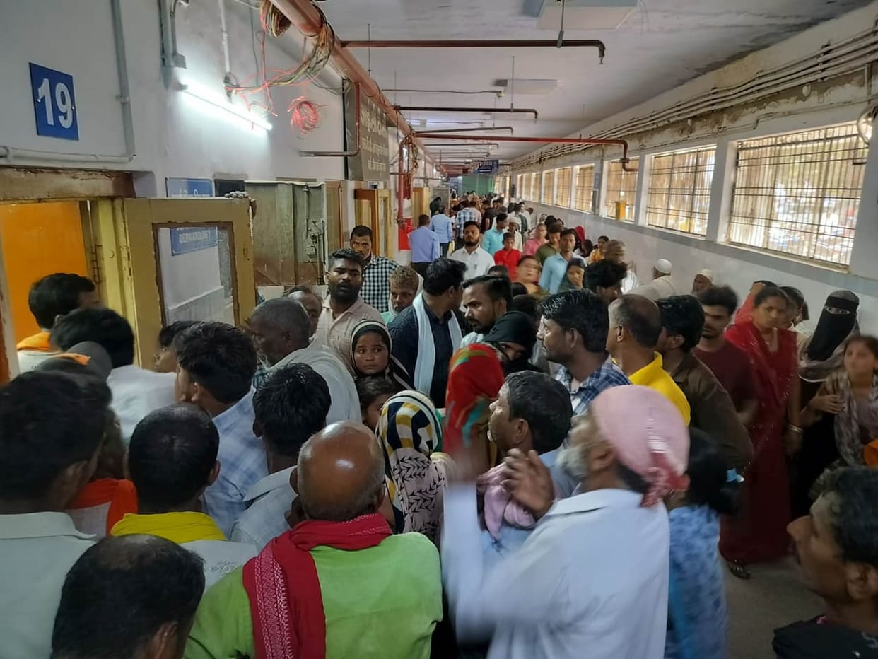 Crowds of patients gathered at the medical college
