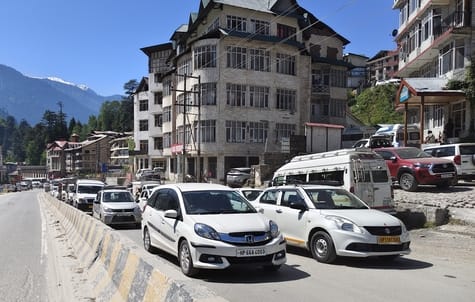 Two buses collided near the four-lane bridge in Manali, causing traffic jam till Rangri.