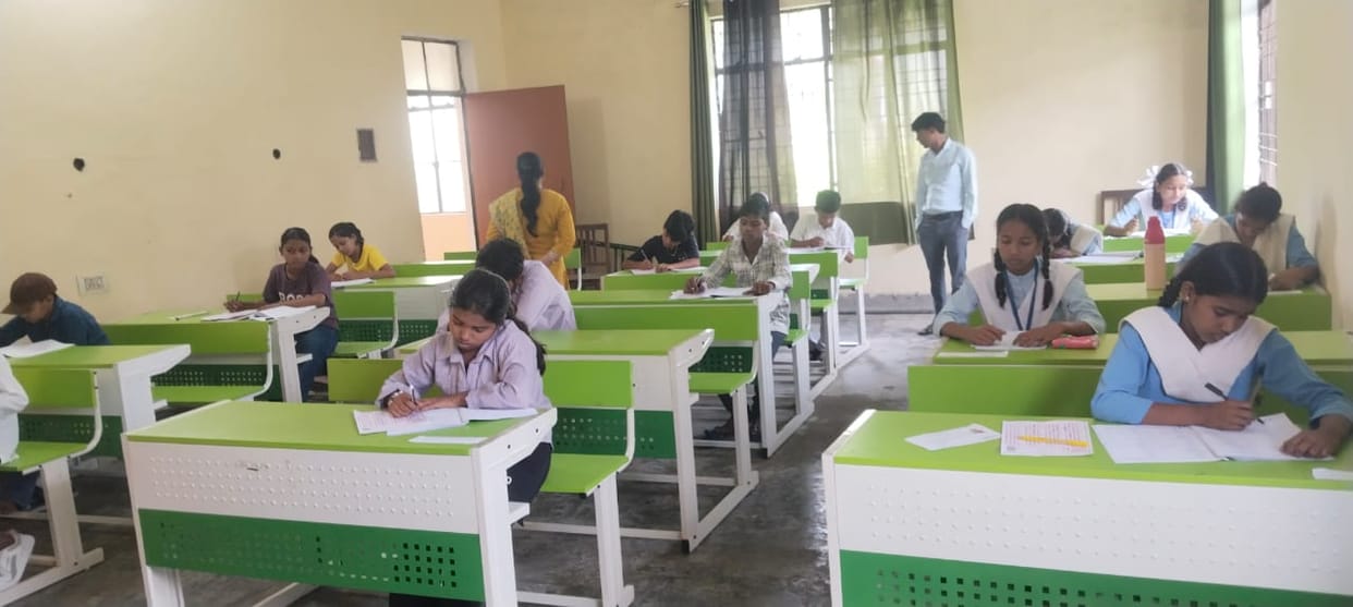 Students appeared for the scholarship examination at the Government Girls Inter College.