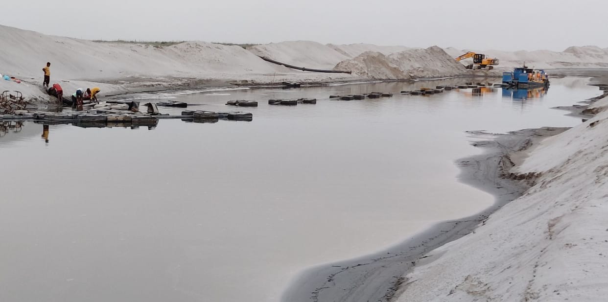 A canal-like channel was built to prevent erosion.
