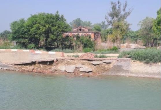 The concrete ghat, built at a cost of 15 lakhs, collapsed within four months.