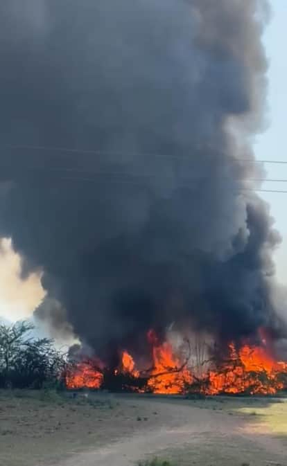 Massive Fire Erupts at Plastic Sheet Warehouse in Maihar; Plume of Black Smoke Engulfs the City