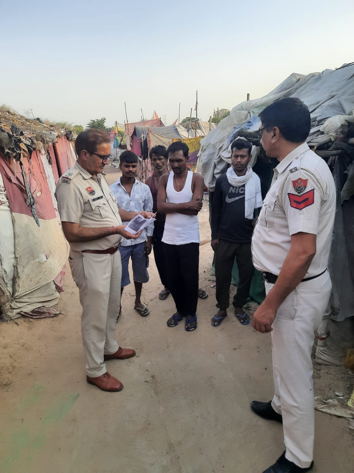 Police inspected slums and brick kilns.