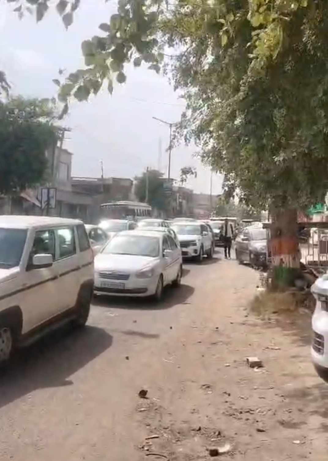 Heavy traffic jam in the city