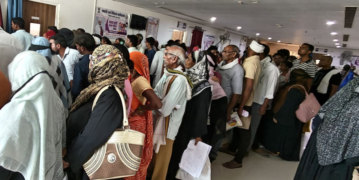 Crowd of patients gathers at the OPD.