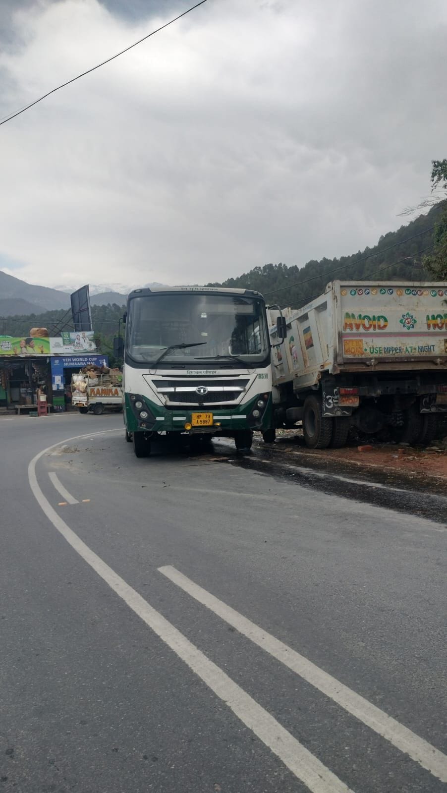 A damaged HRTC bus is parked near Chaned for two days.