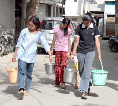 Water shortage...day is passing in arranging water, evening is falling