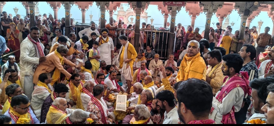 Today, joy overflows within the abode of Vrishbhan;