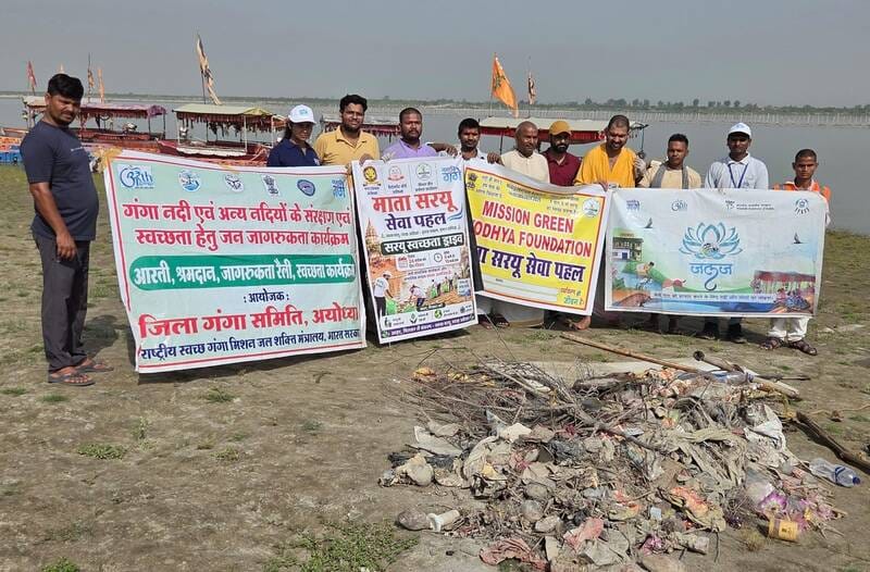 Cleanliness Drive Conducted at Guptar Ghat; 1,000 Kilograms of Plastic Waste Removed