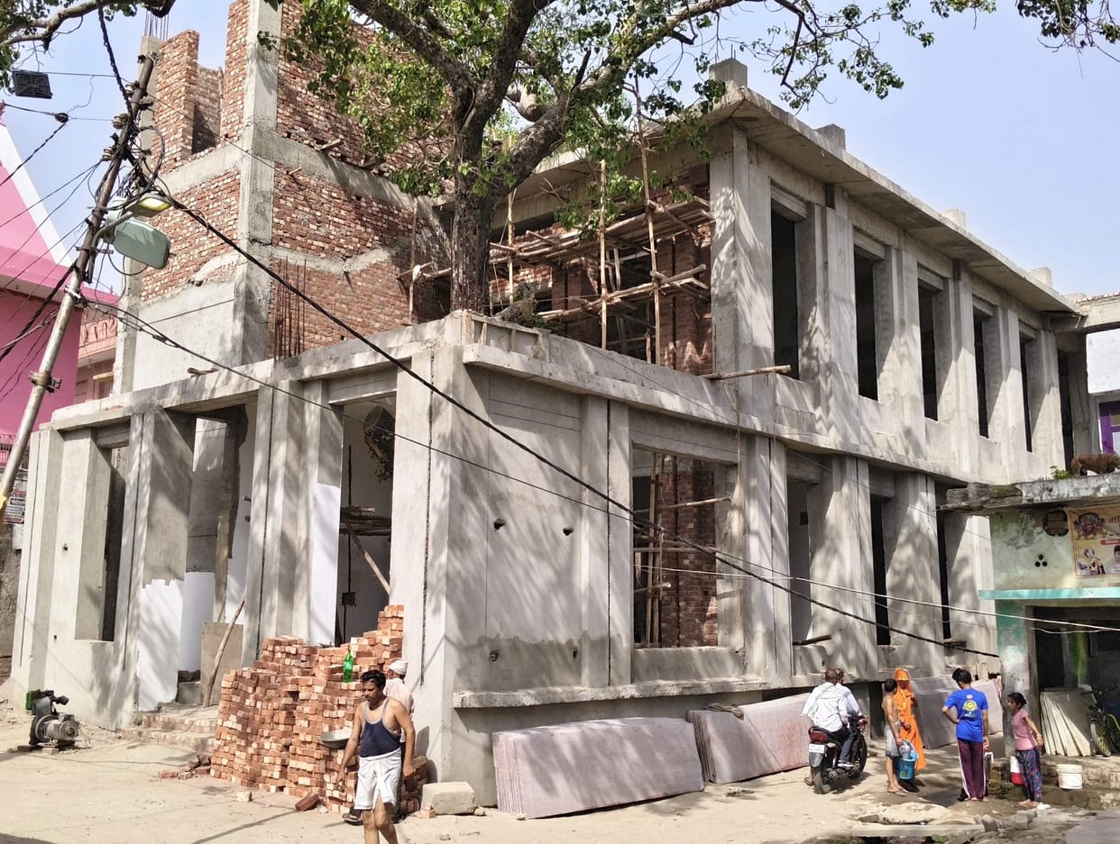 In one year, only a two-story Satsang Bhavan and a toilet were constructed and even those remain incomplete.