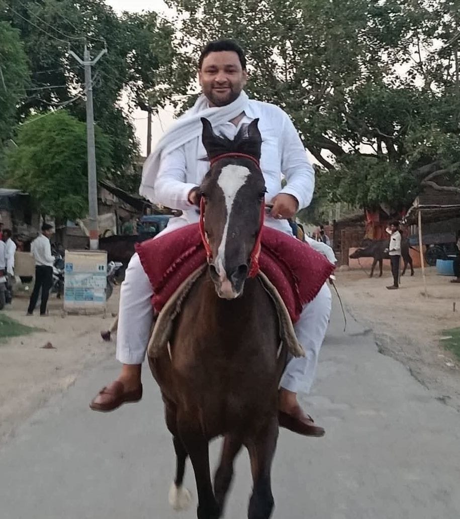 MLA Prince sets out on horseback to save petrol and diesel.