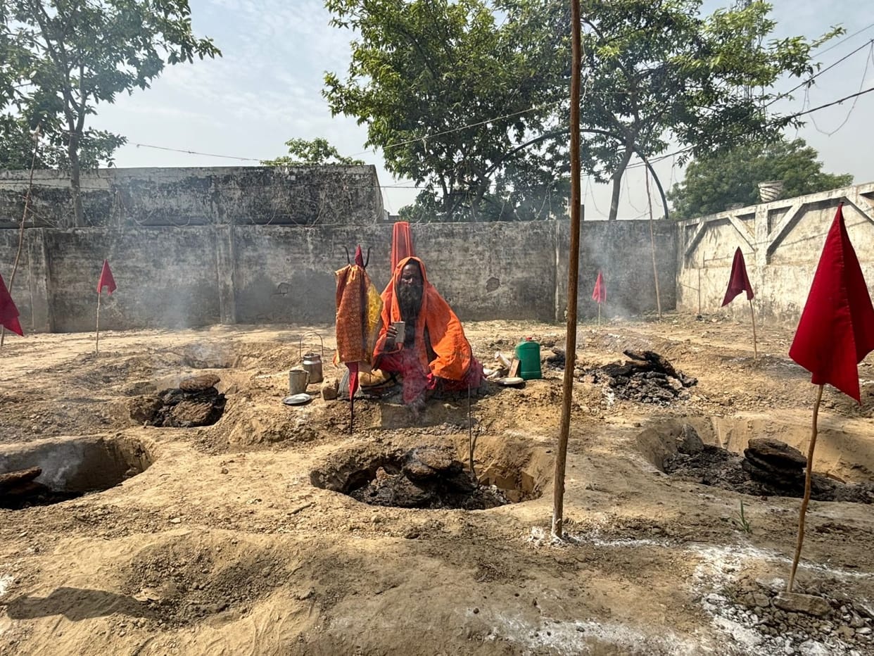 The Mahatma sat down to appease Indradev by lighting a fire.
