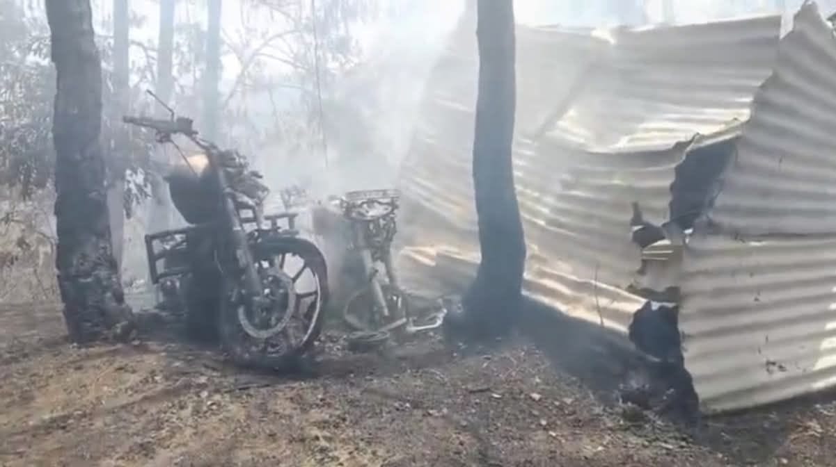 Two bikes burnt to ashes in a forest fire in Solan's Nadoh.