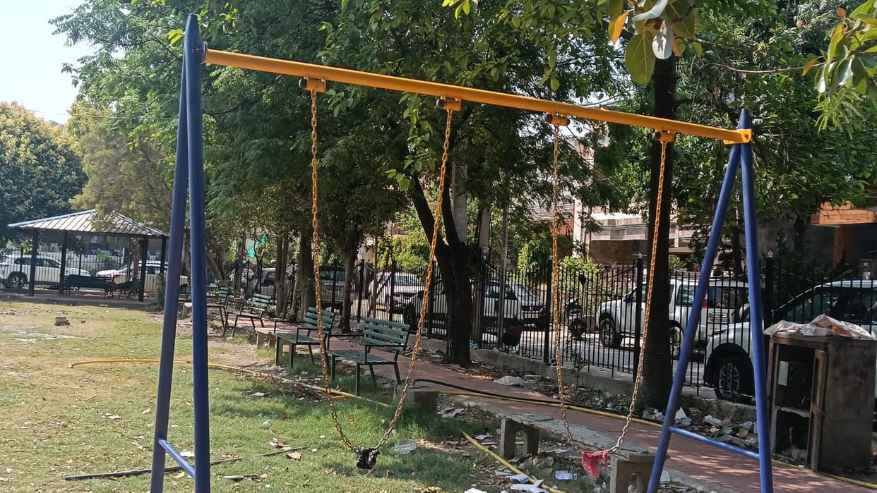 People are troubled by the broken swings and tiles of Tikona Park.