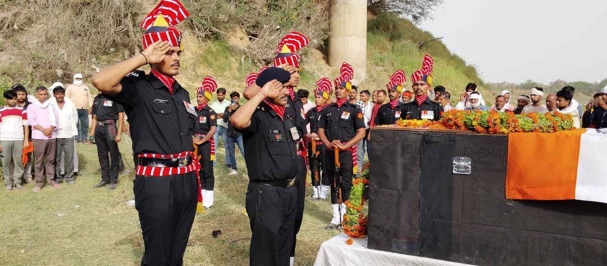 The soldier was cremated with military honours.