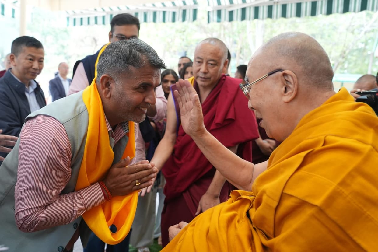 Narendra Atri takes blessings from the Dalai Lama
