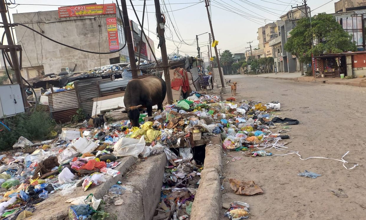 The sanitation system in Baddi Municipal Corporation has been stalled for four days, with heaps of garbage piling up in the city.
