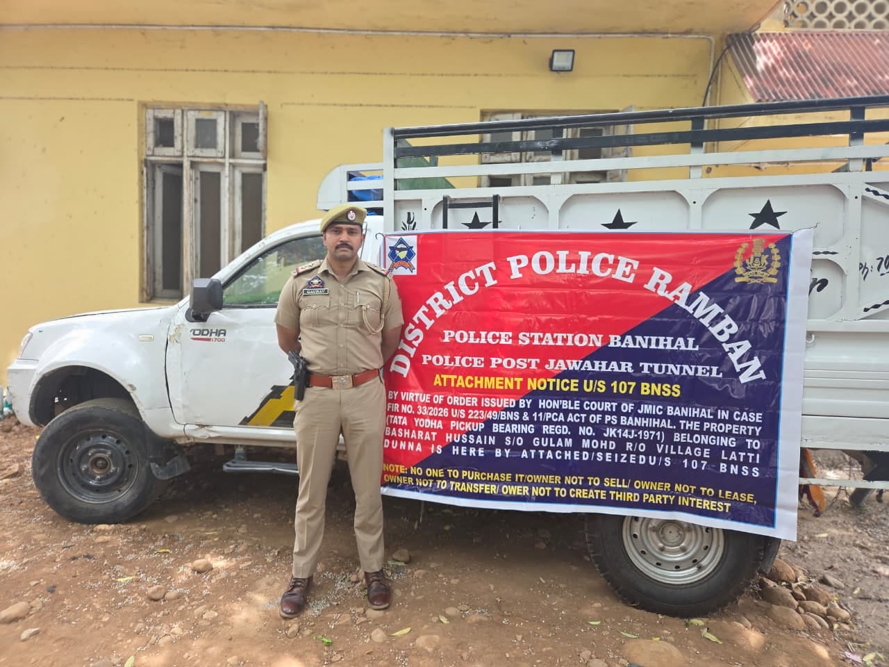 रामबन पुलिस ने गो-तस्करी के दो मामलों में ₹36 लाख की संपत्ति कुर्क की, पुलिस