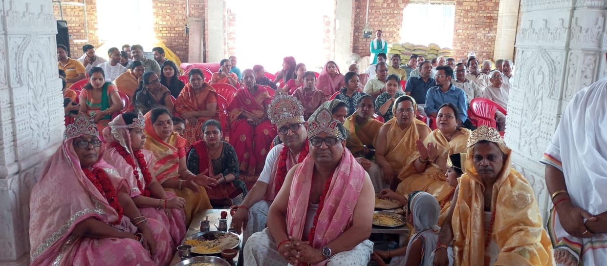 The foundation stone of five altars was laid in the Pandavshila pilgrimage area.