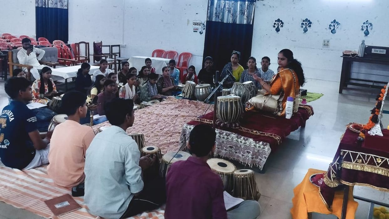 The notes of rhythm and beat resonated in the tabla playing workshop