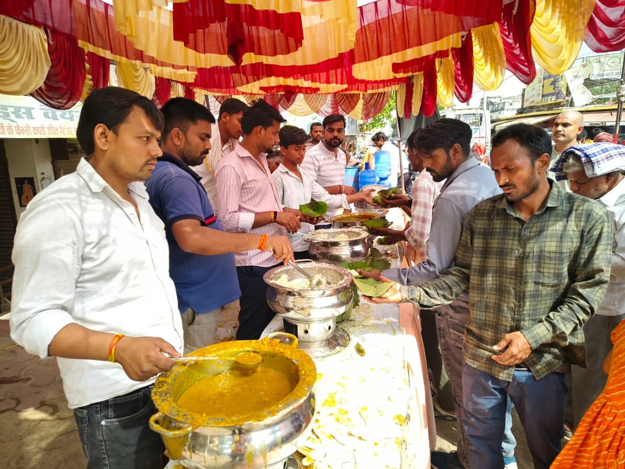 Community feasts held at various locations; chants of praise for Bajrangbali reverberated everywhere.