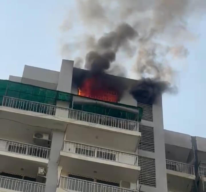 Fire breaks out in flat after AC blast