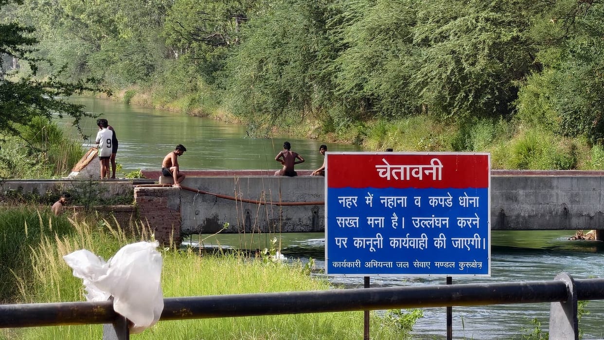 Despite the ban, young people are taking risky dips in the canals.