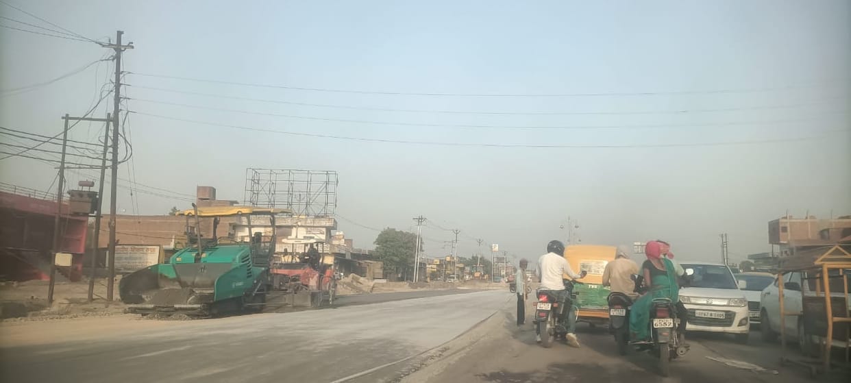 Four-lane road construction has resumed in Dulhaipur