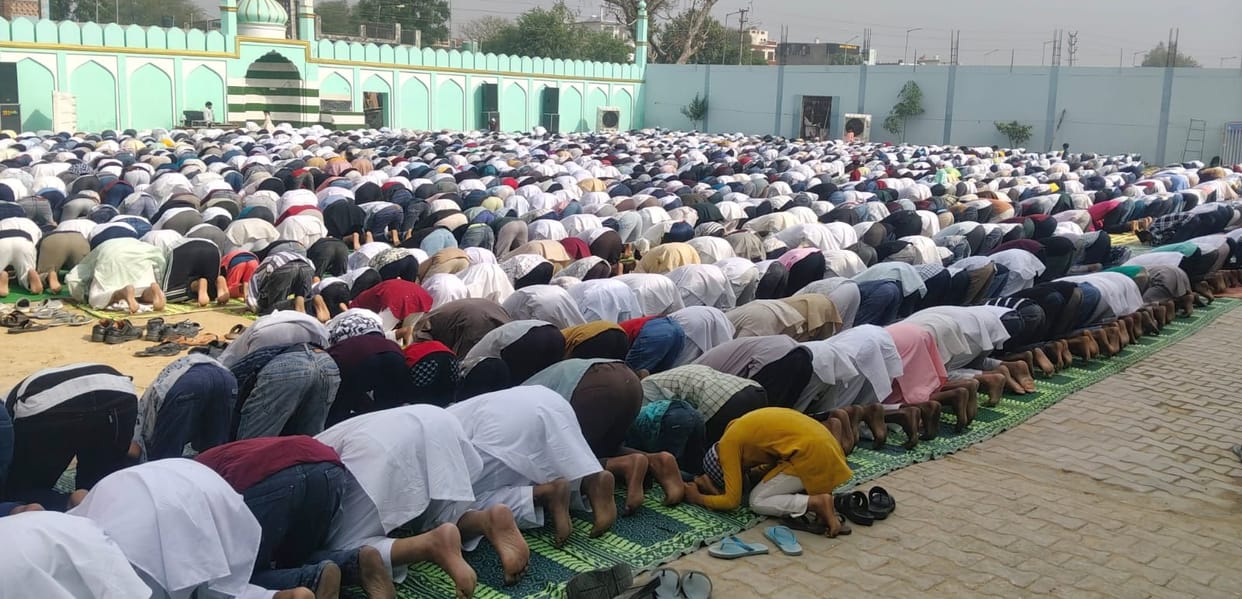 Offering prayers on Eid-ul-Adha, supplications were made for peace and tranquility.