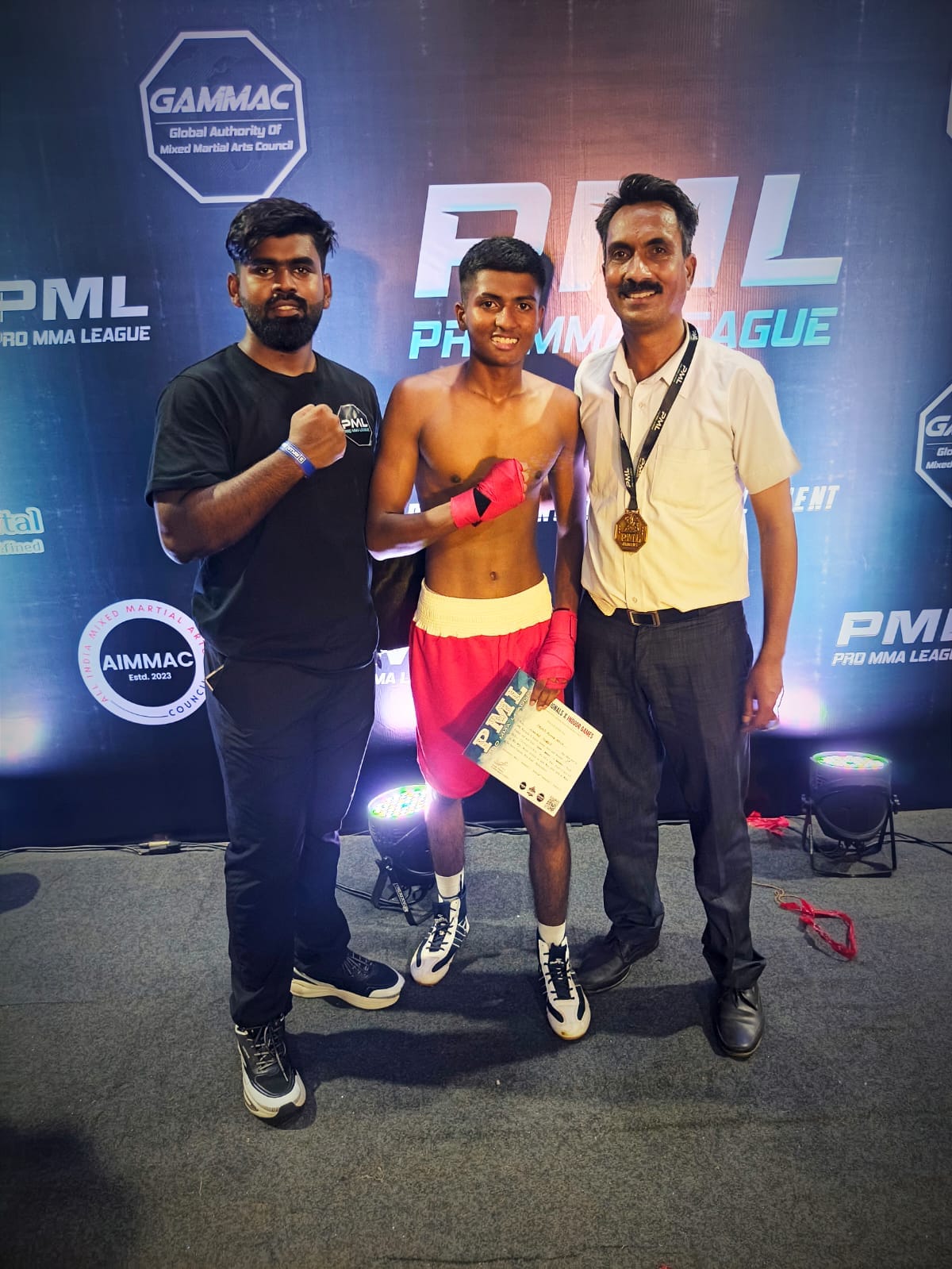 Akshit won gold in the open boxing competition
