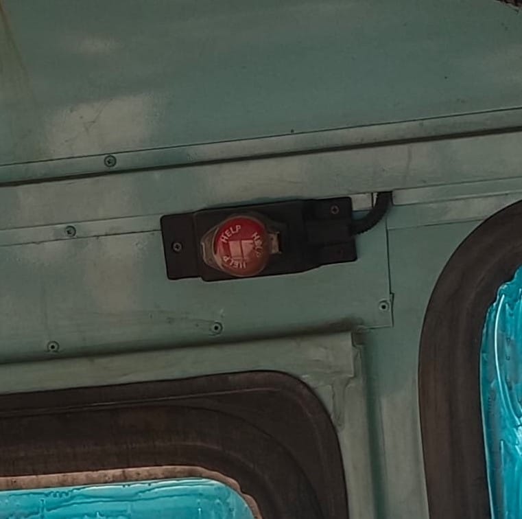 Roadways buses have panic buttons but passengers are not aware of them.