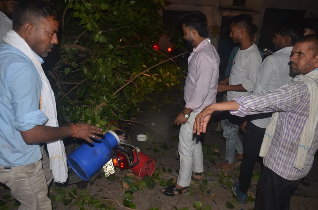 A fierce storm struck during the night, uprooting trees, while the rain brought relief from the heat.