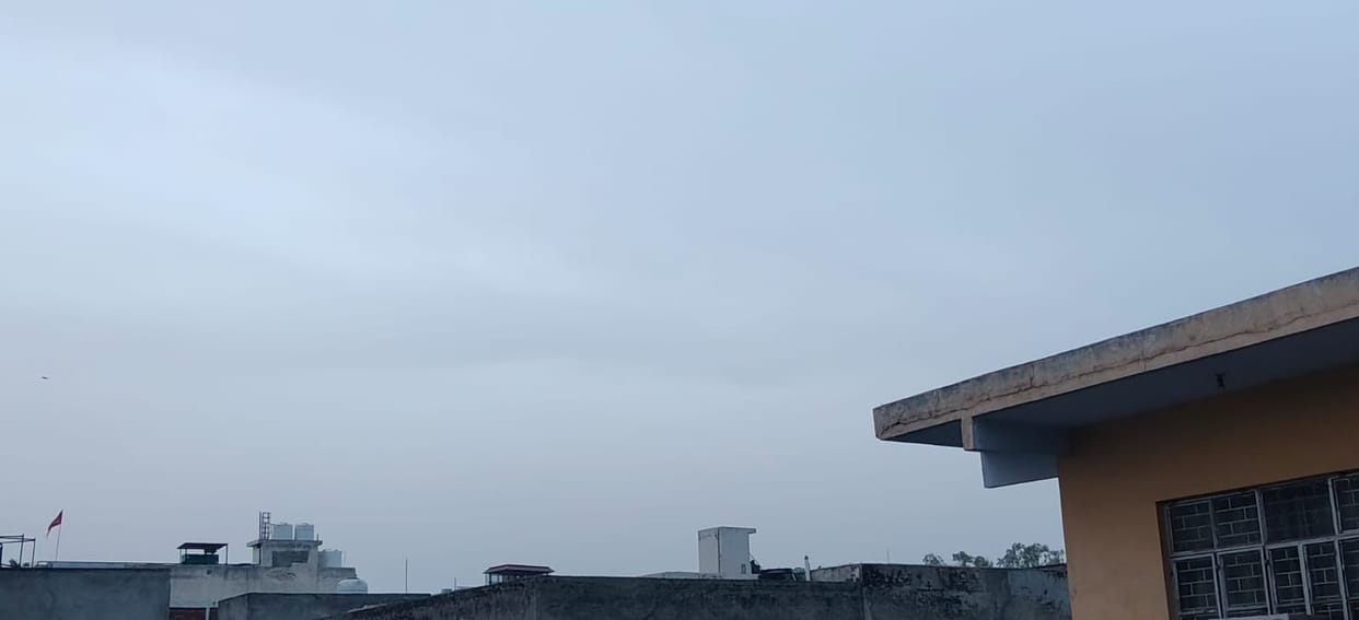 Due to change in weather, clouds covered the sky, temperature dropped by five degrees.