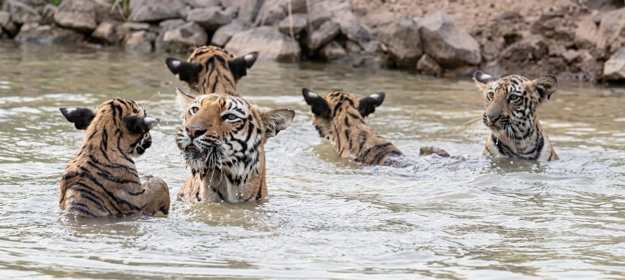 A wonderful sight was seen in Dudhwa amidst the scorching heat.