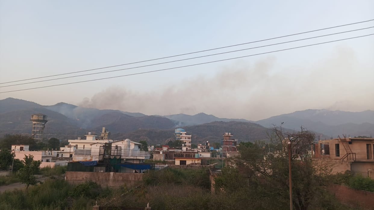 Forest fires broke out in Dhaular and Gurdaspura, spreading to residential areas.