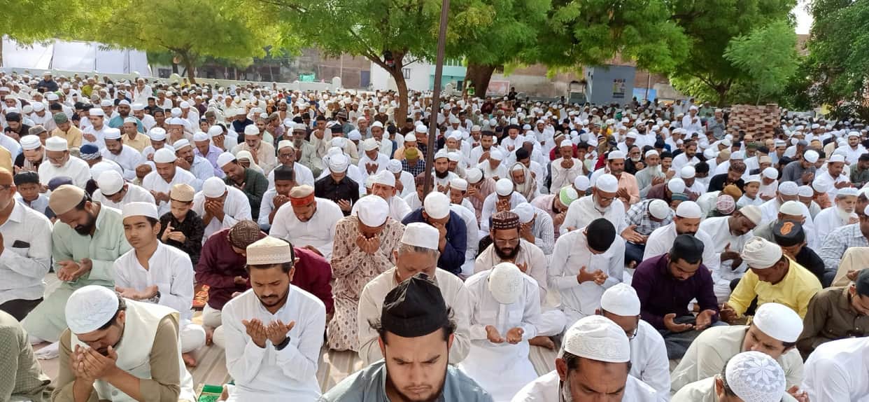 Eid prayers were offered in a peaceful atmosphere.