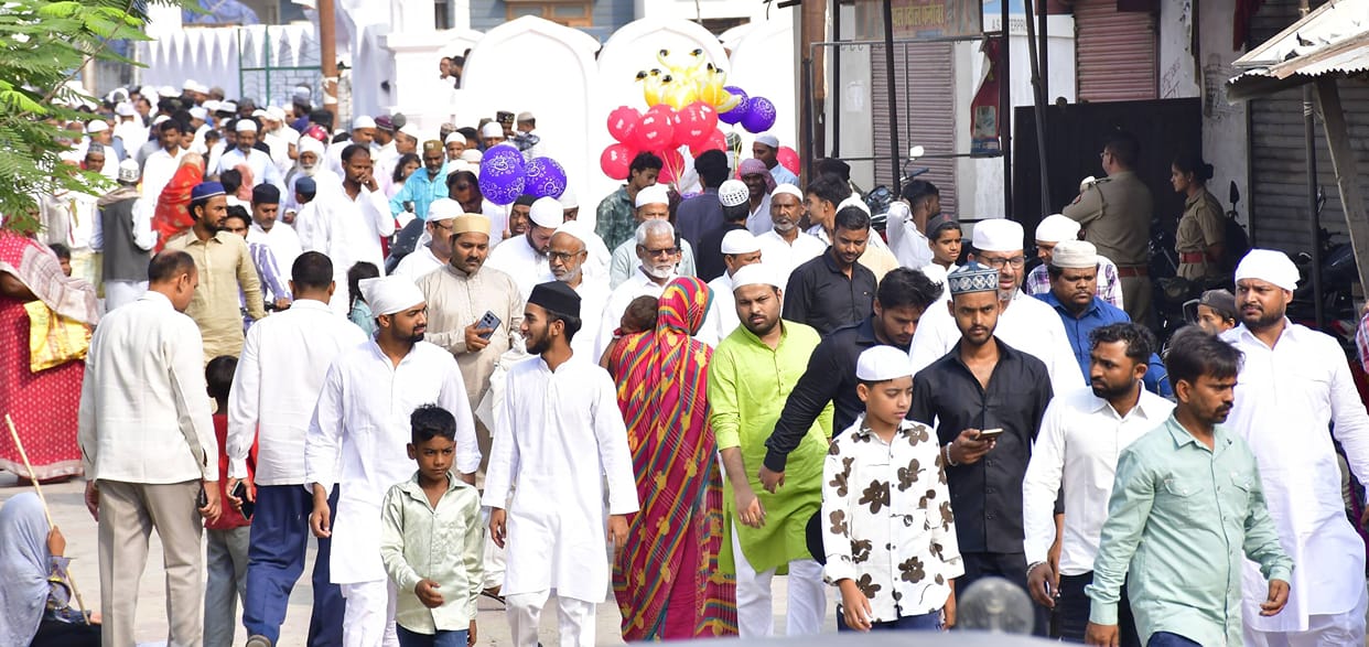 Heads bowed in prostration, prayers were offered for peace and tranquility.