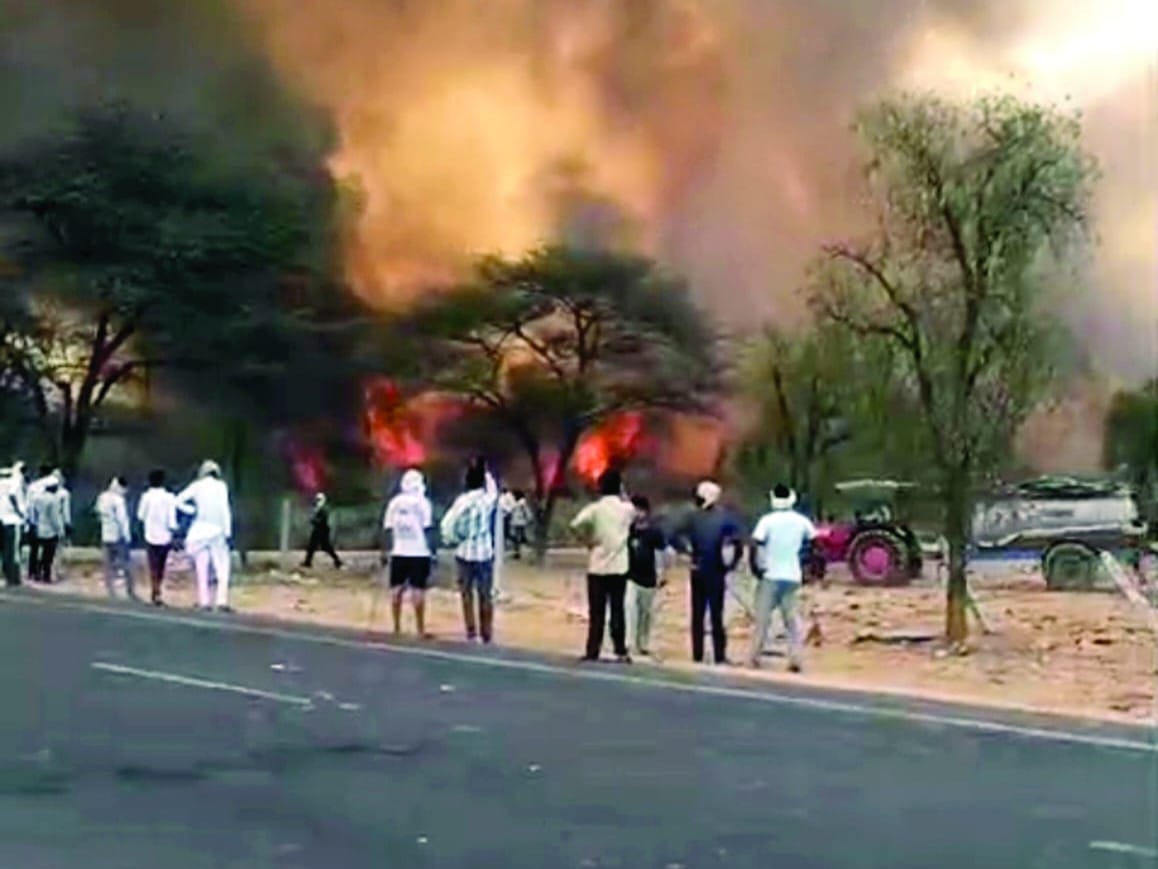 Hanumangarh: Massive Fire in Kohla Farm Protected Forest, Administration and Firefighters on the Spot