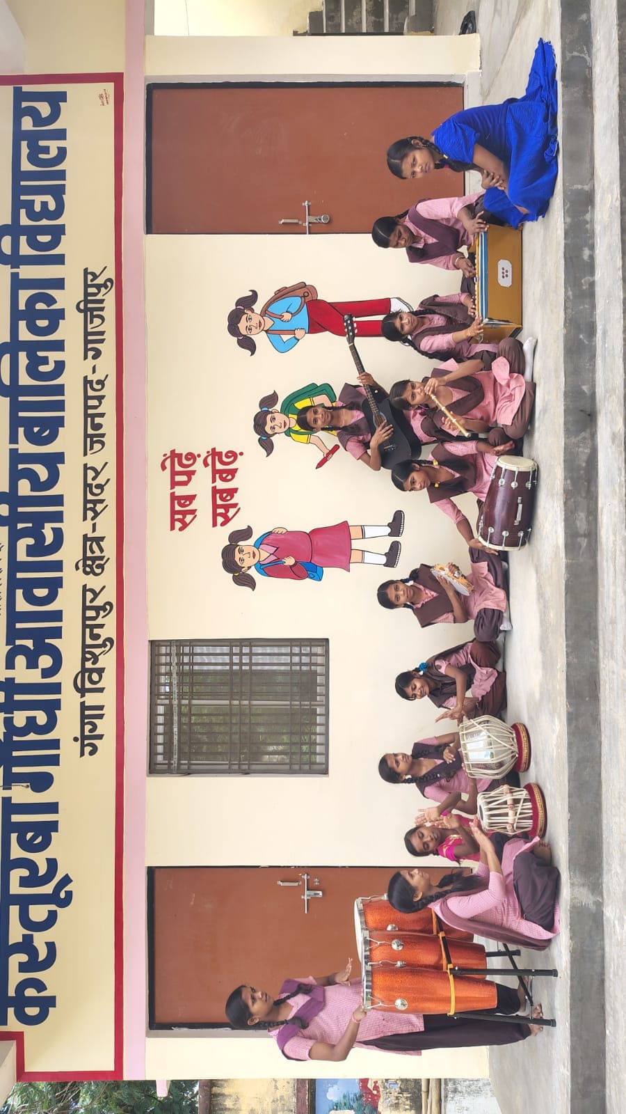 The female students were informed about Indian musical instruments