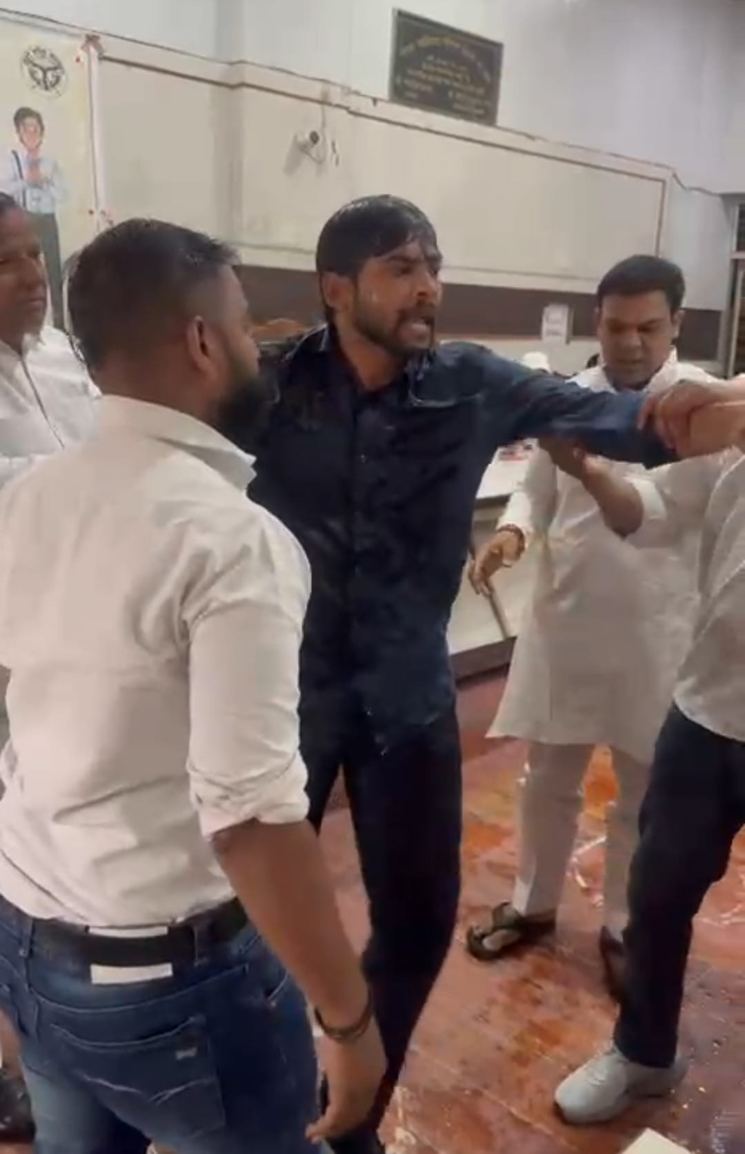 During a municipal board meeting, a councilor attempted self-immolation by dousing himself with petrol.